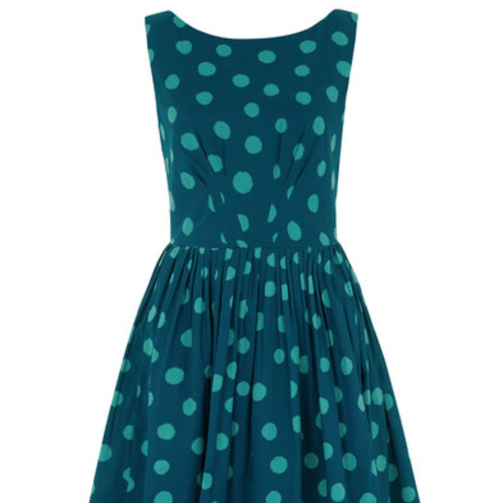 Emily and Fin Teal Polka Dot Dress w/ Pockets!